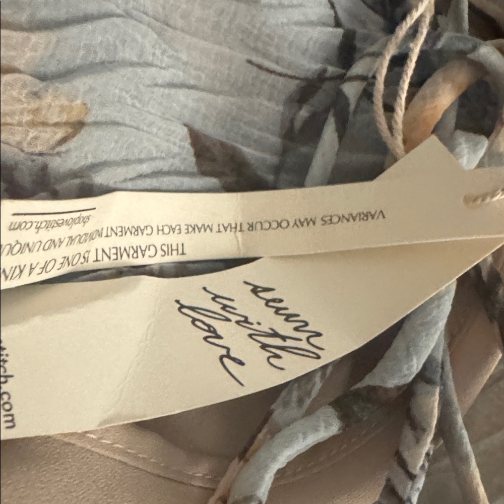 LOVESTITCH Floral Mini Dress V Neck Back Ruched Waist Garden Party Blue Pink M - Picture 8 of 8